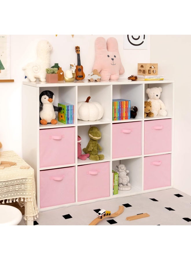 Pack of 6 Fabric Storage Cubes ， Foldable Square Boxes for Shelves, Organizer With Handles for Organizing Clothes, Pink - Image 2